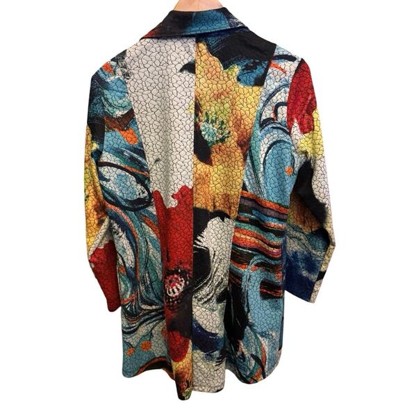 ALI MILES Jacket Women’s Medium Abstract Floral Art to Wear 3/4 Sleeve textured - Picture 5 of 5